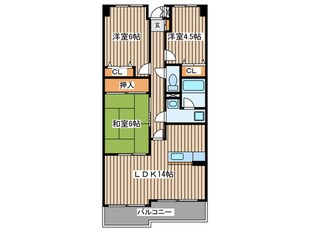 国見ハイツ３号棟の物件間取画像